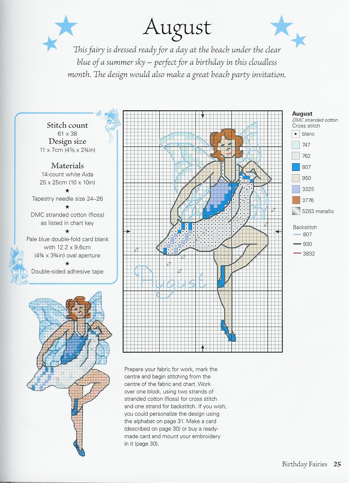 Schema punto croce Fairy agosto