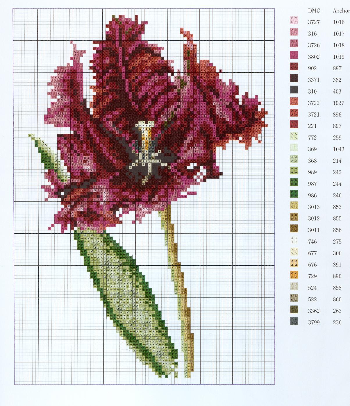 Schema punto croce Fiore 5