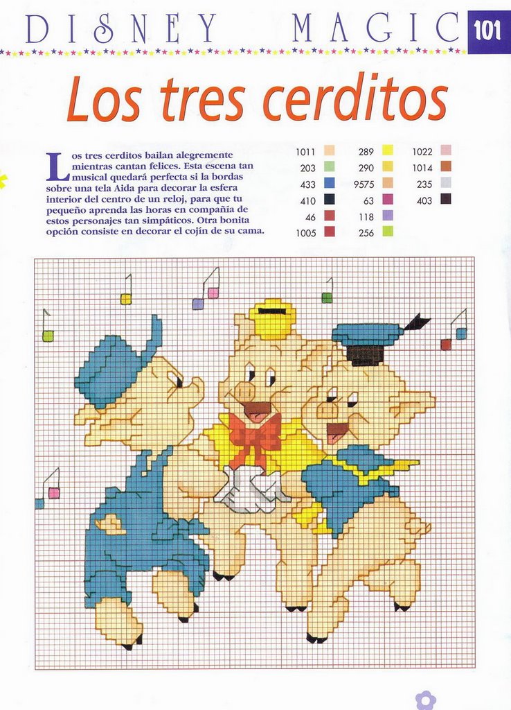 Schema punto croce I tre porcellini
