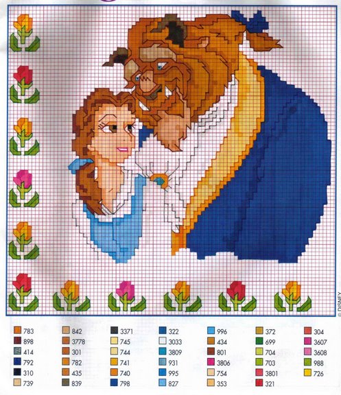 Schema punto croce La bella e la bestia