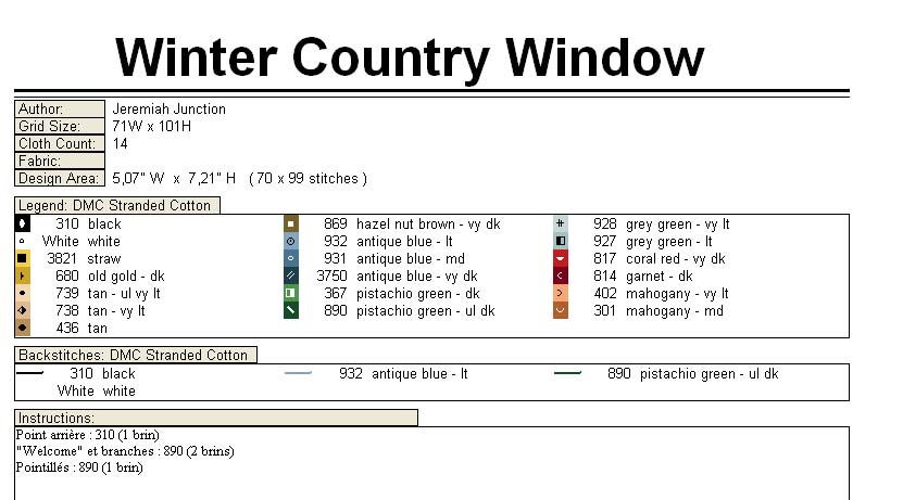Schema punto croce Legenda inverno country