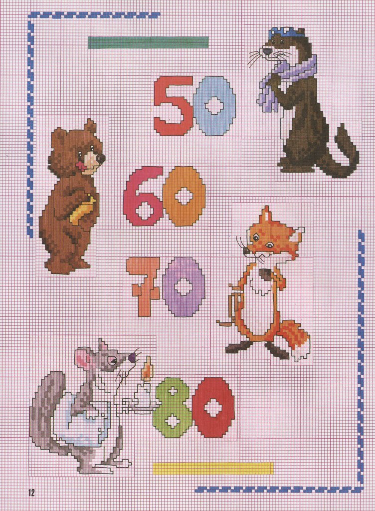 Schema punto croce Metro animali2