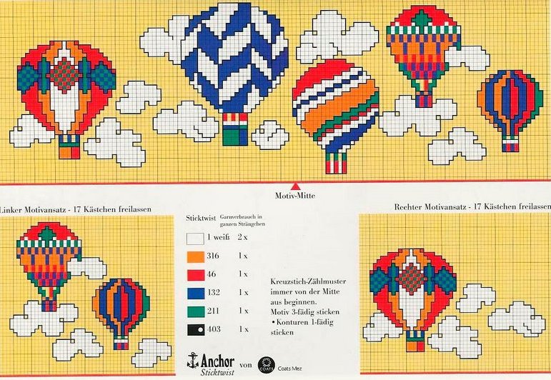 Schema punto croce Mongolfiere
