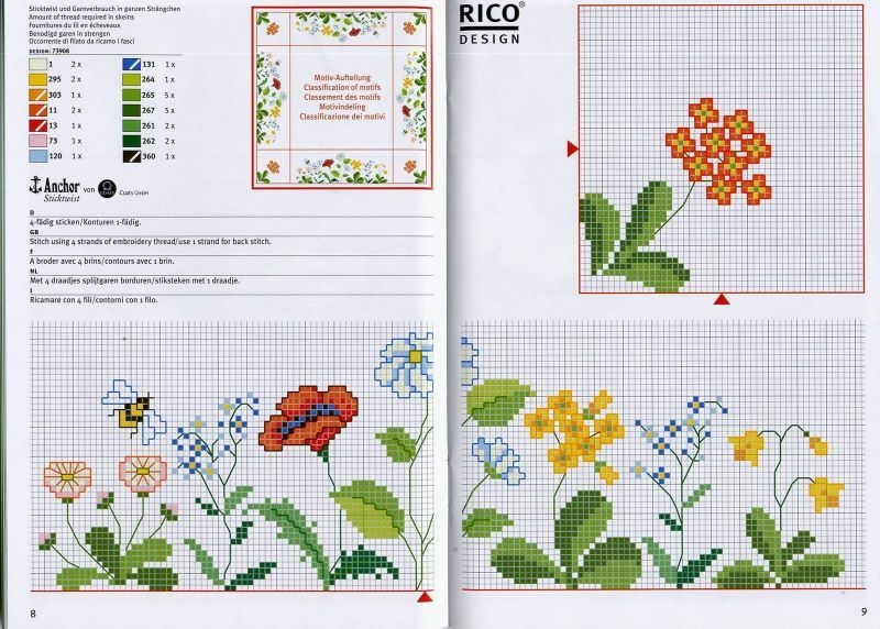 Schema punto croce Motivi floreali