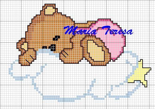 Schema punto croce Nuvola orsetto dorme