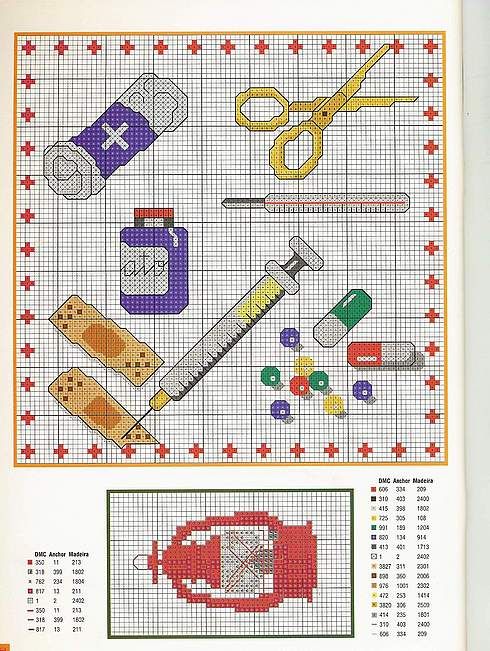 Schema punto croce Oggetti pronto soccorso