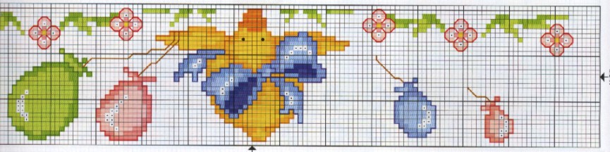 Schema punto croce Papera fiocco blu