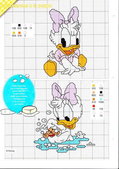 Schema punto croce Paperina baby