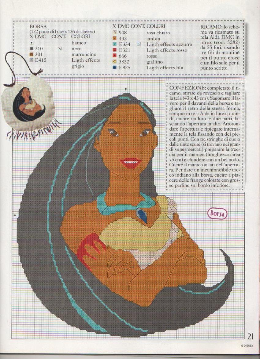 Schema punto croce Pocahontas