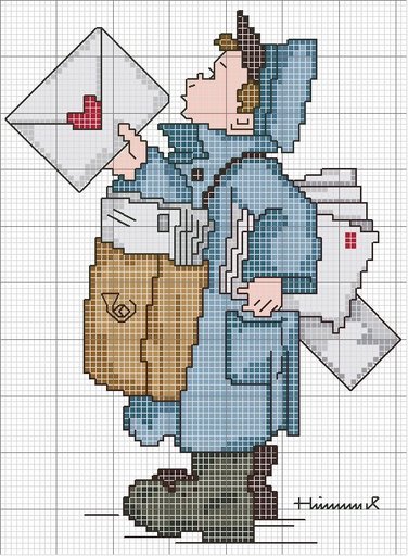 Schema punto croce Postino