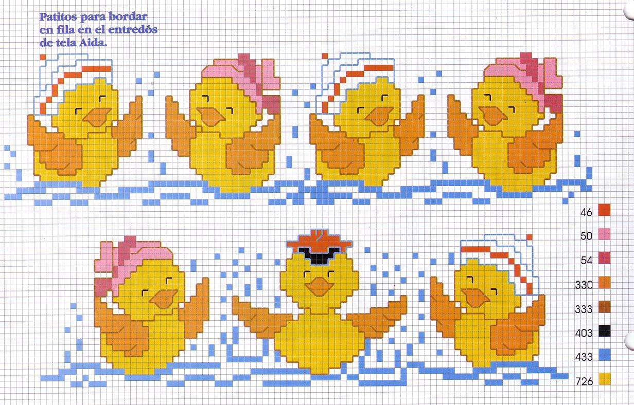 Schema punto croce Pulcini in fila