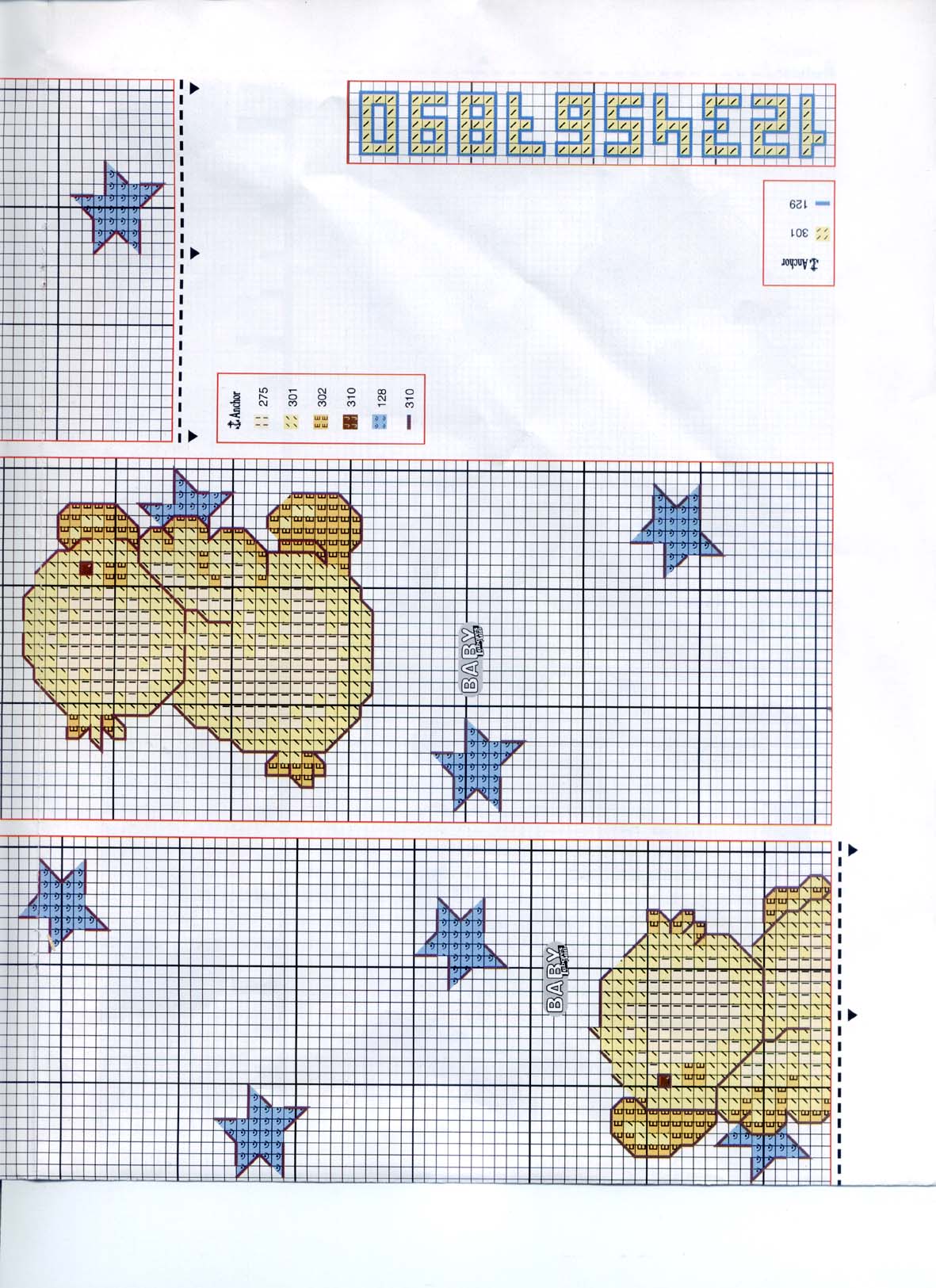 Schema punto croce Pulcino stelle 2