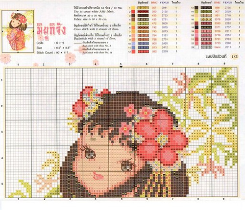 Schema punto croce Ragazza orientale 1