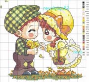 Schema punto croce bimbi prato