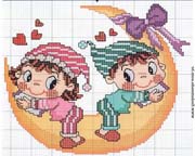 Schema punto croce bimbi su luna