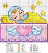 Schema punto croce cuore rosa nuvola