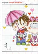 Schema punto croce innamorati sotto ombrello 1