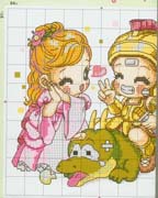 Schema punto croce soldato e dama 1