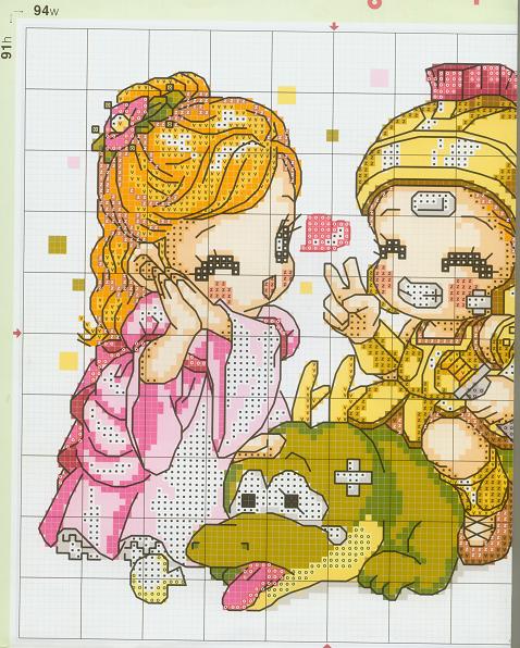 Schema punto croce Soldato e dama 1