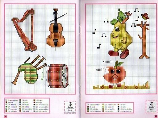 Schema punto croce Strumenti musicali 9