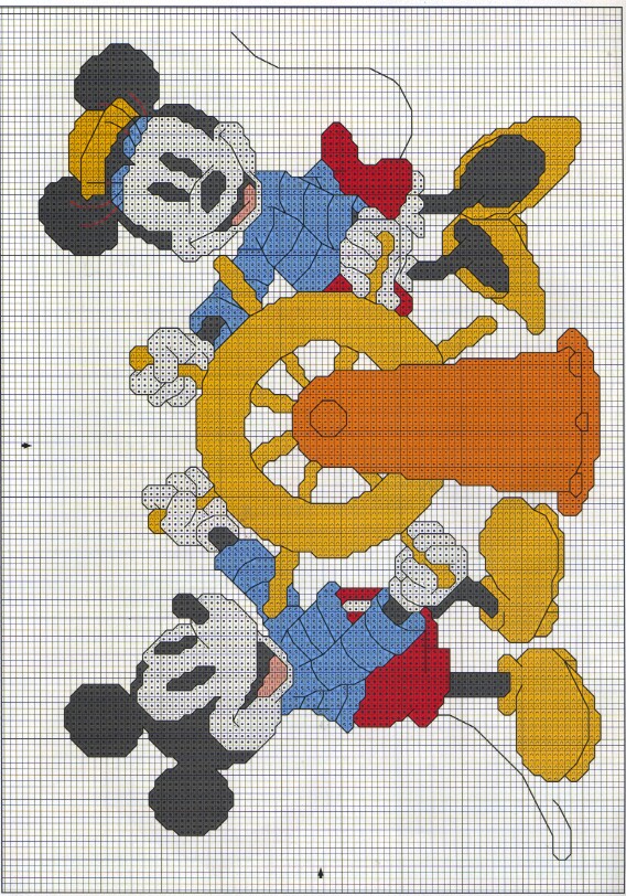 Schema punto croce Topolini su timone