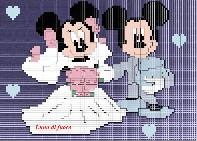 Schema punto croce Topolino sposi