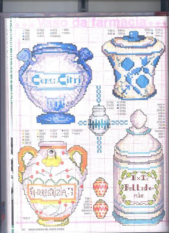 Schema punto croce Vasi farmacia 2
