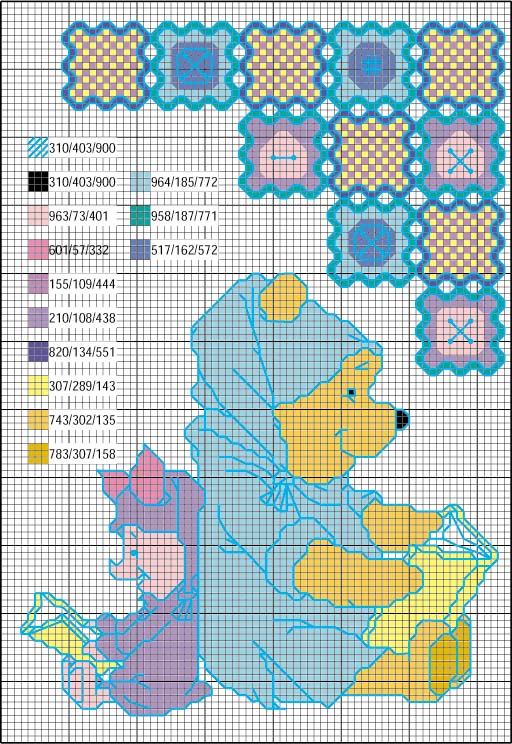 Schema punto croce Winnie pimpi leggono