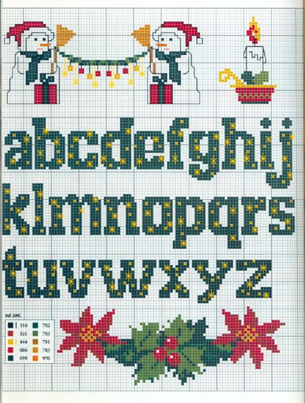 Schema punto croce Alfabeto natale