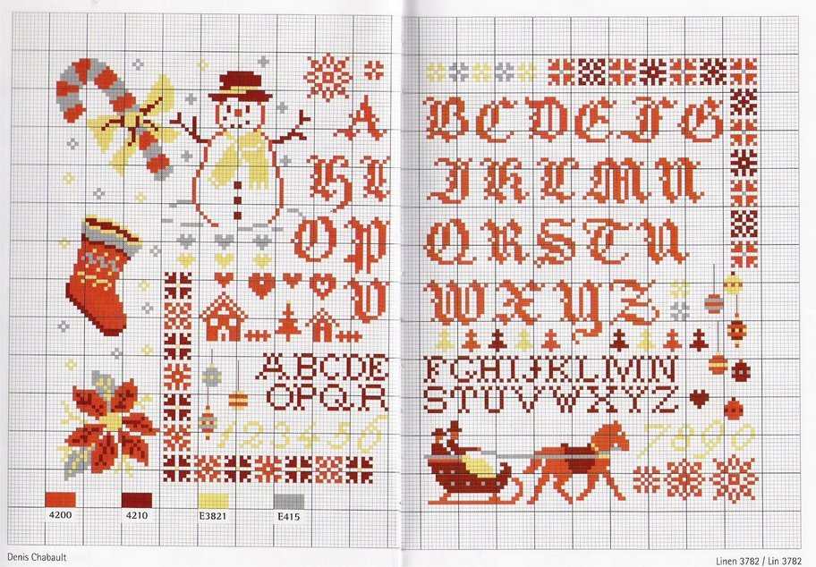 Schema punto croce Alfabeto natalizio