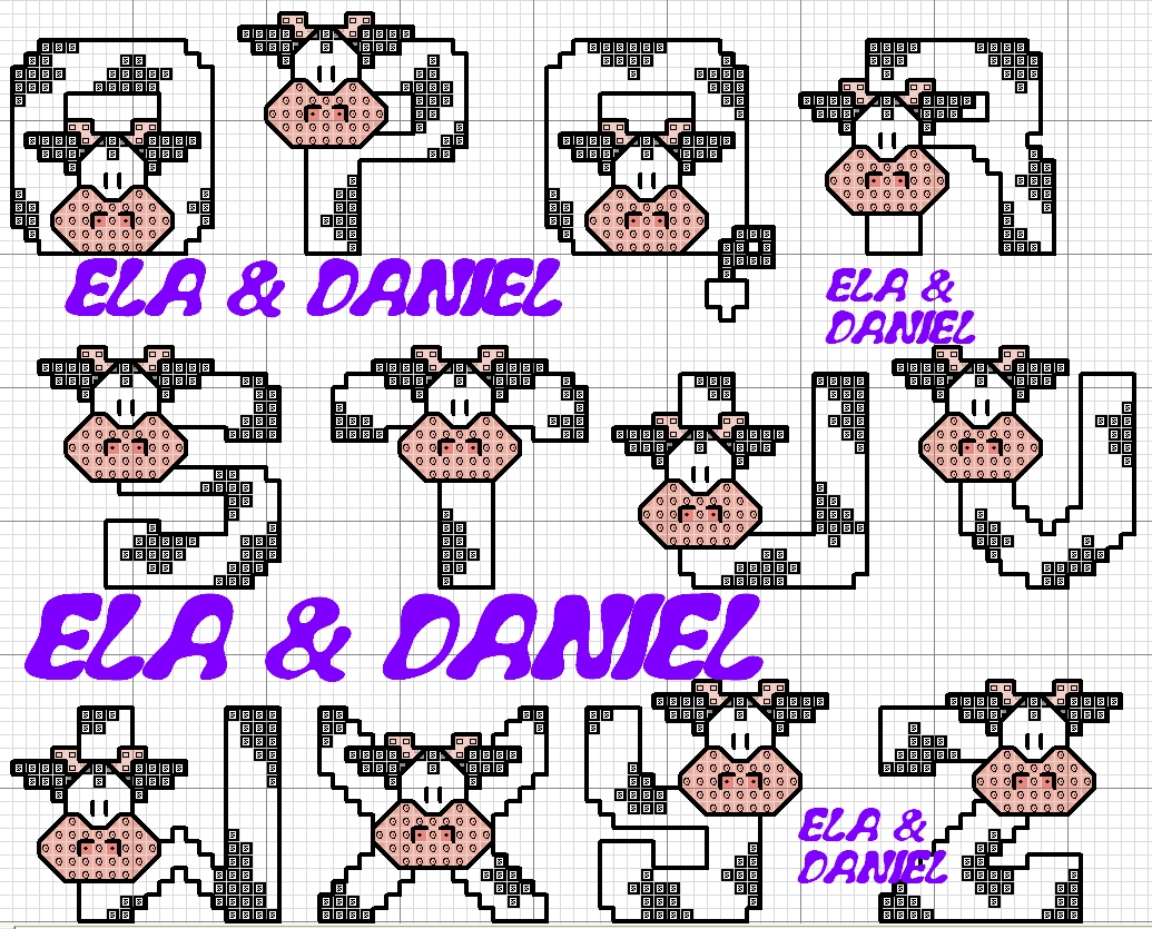 Schema punto croce Alfabeto o z mucche
