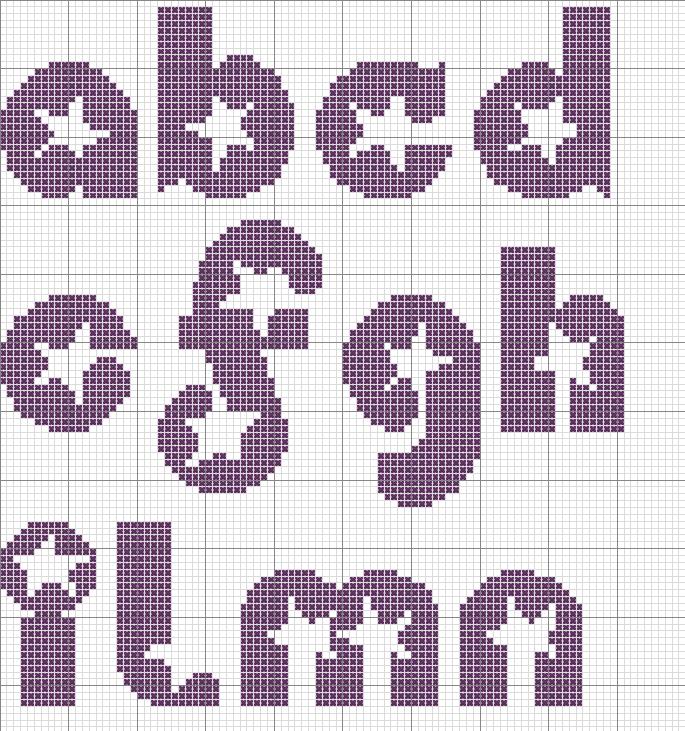 Schema punto croce Alfabeto stelle