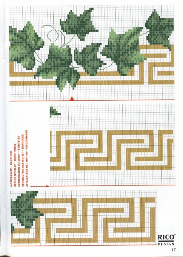 Schema punto croce Asciugamano edera 2
