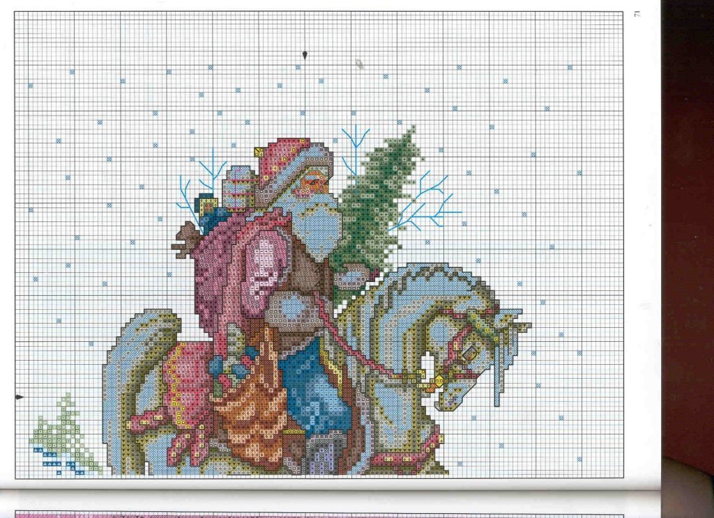 Schema punto croce Babbonatale cavallo 1