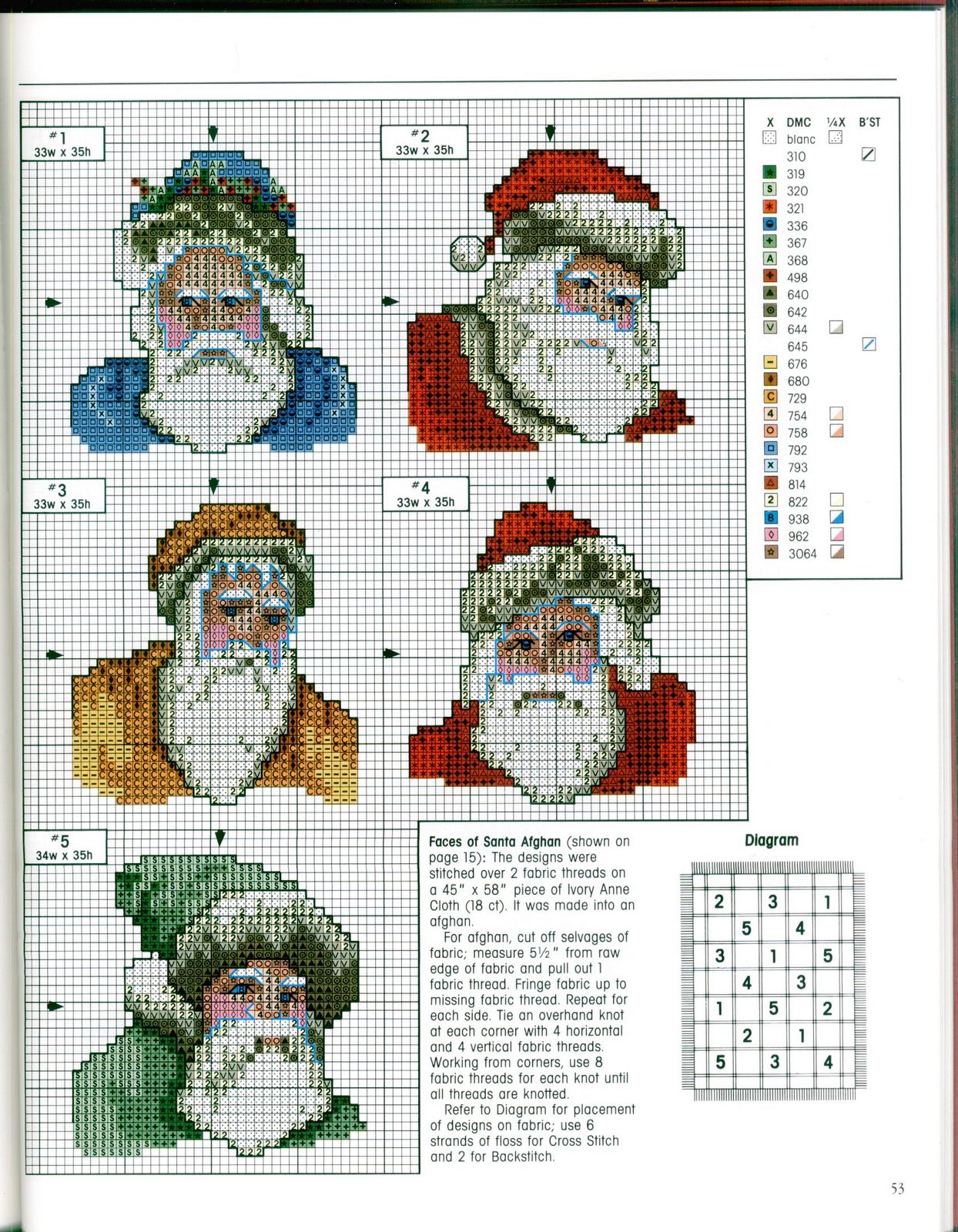 Schema punto croce Babbonatale coperta 1