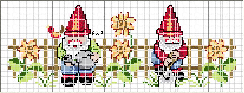 Schema punto croce Babbonatale giardiniere