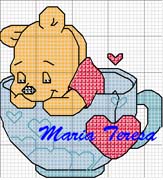 Schema punto croce Baby pooh tazza
