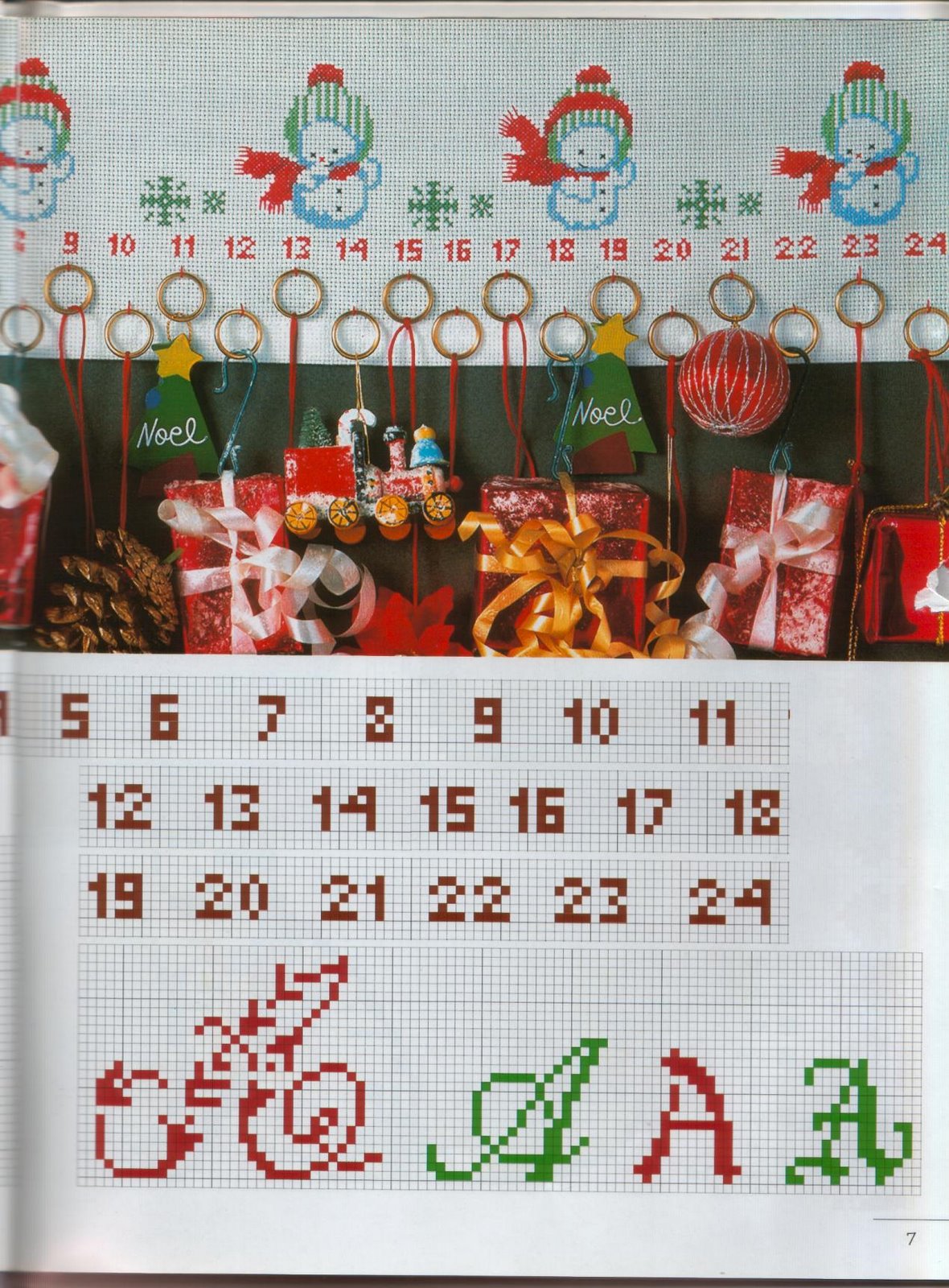 Schema punto croce Calendario avvento 2