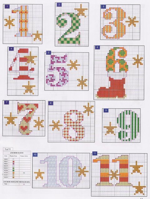 Schema punto croce Calendario natale 1