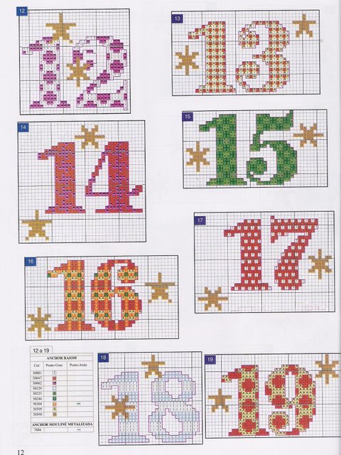 Schema punto croce Calendario natale 2