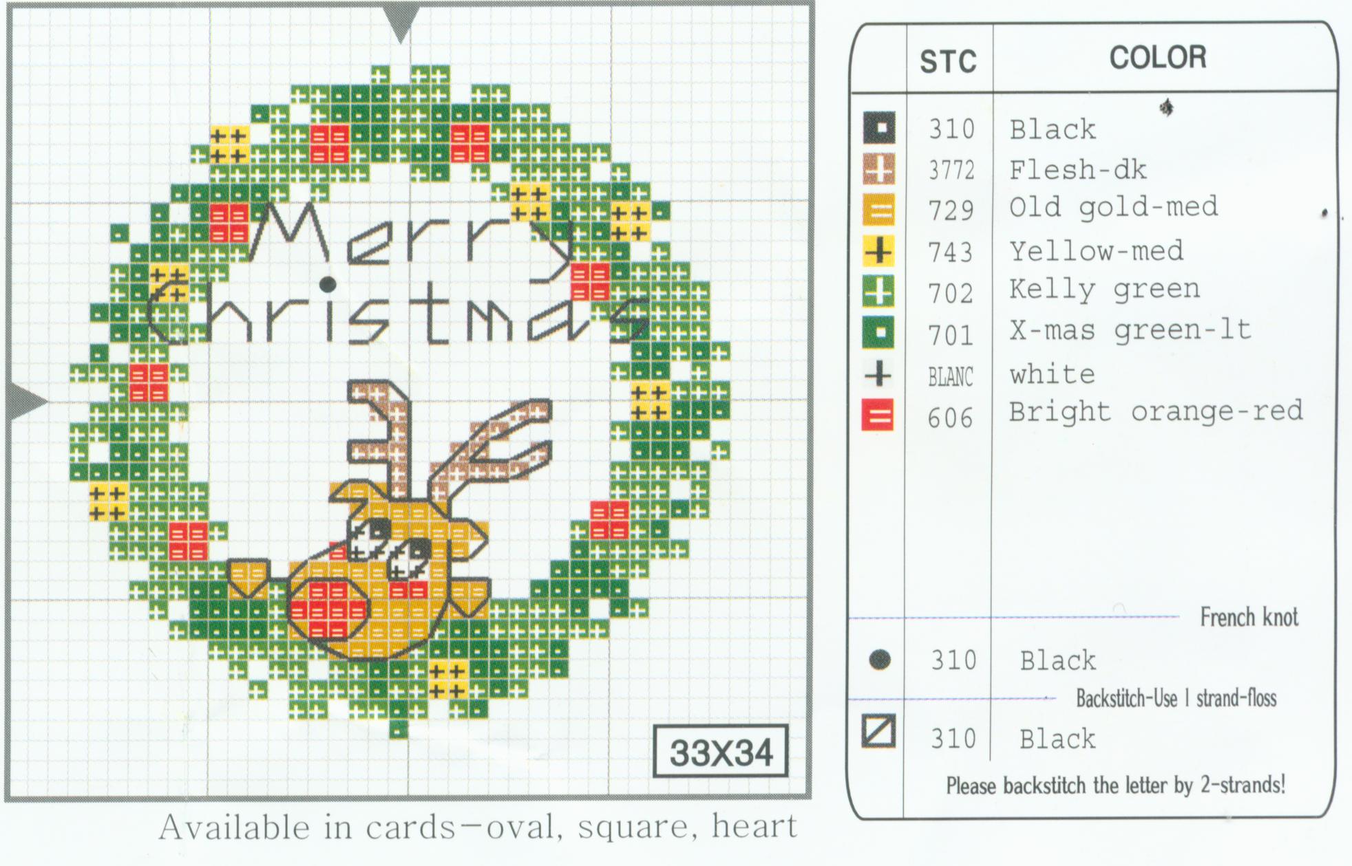 Schema punto croce Corona natale