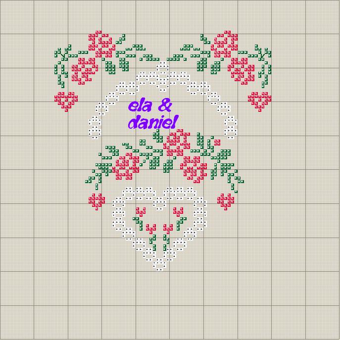 Schema punto croce Cuore con rose