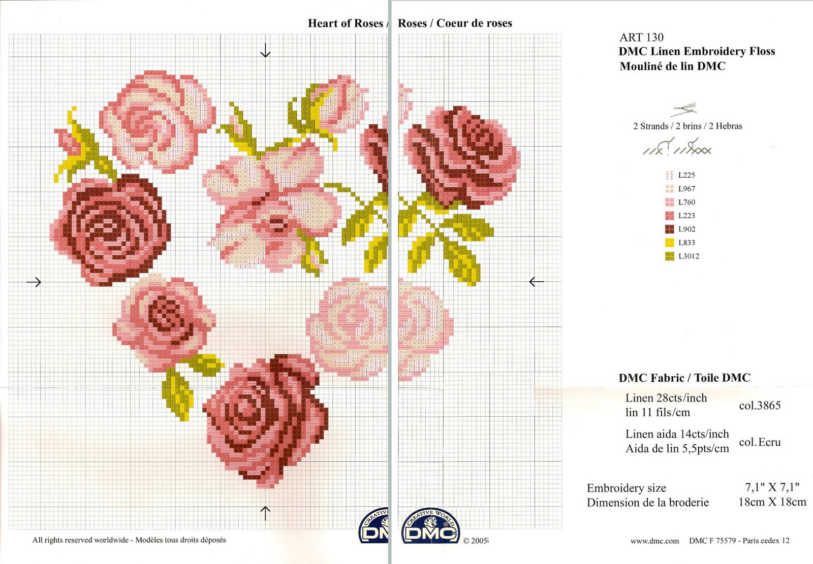 Schema punto croce Cuore di rose