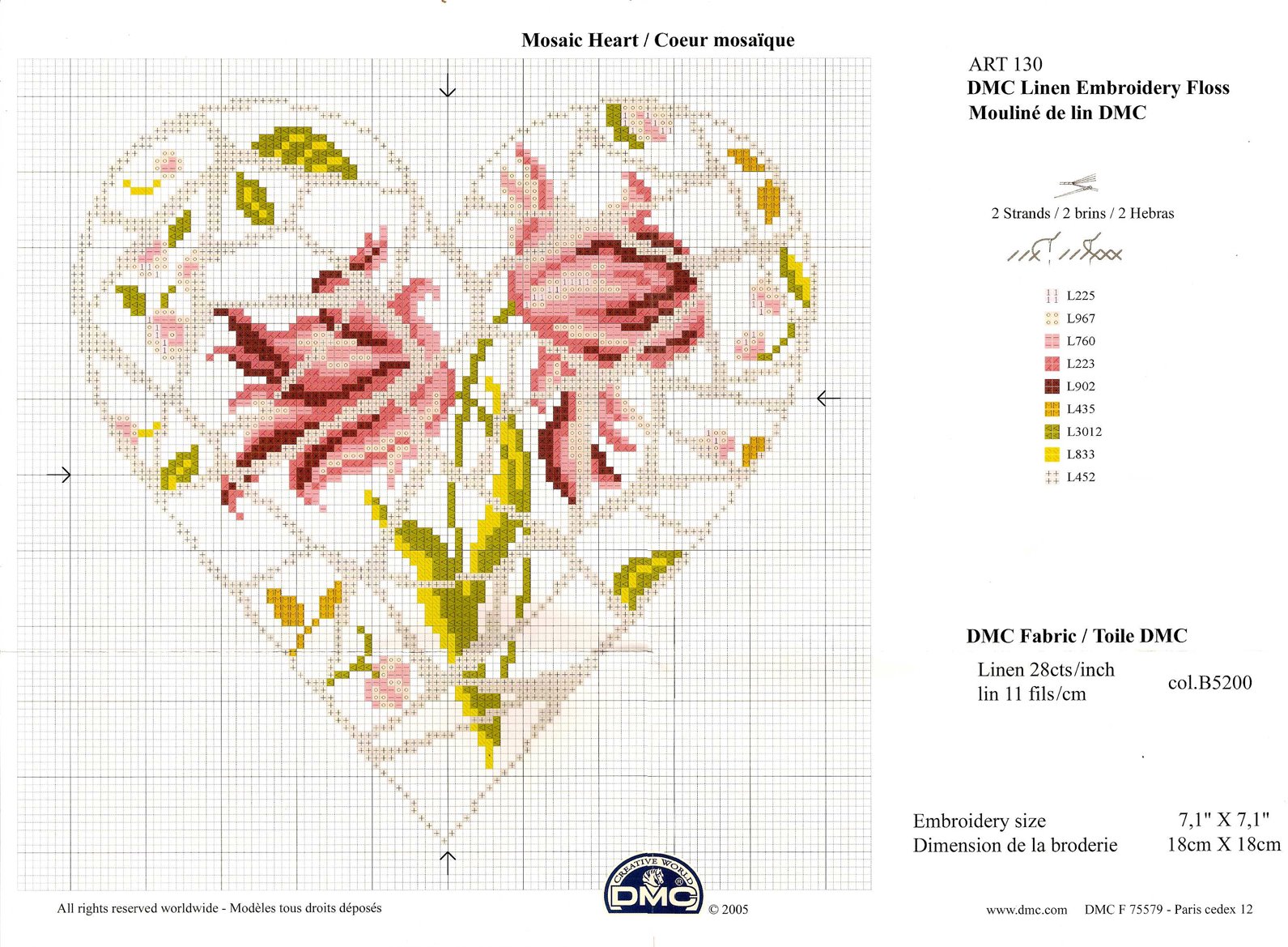 Schema punto croce Cuore floreale