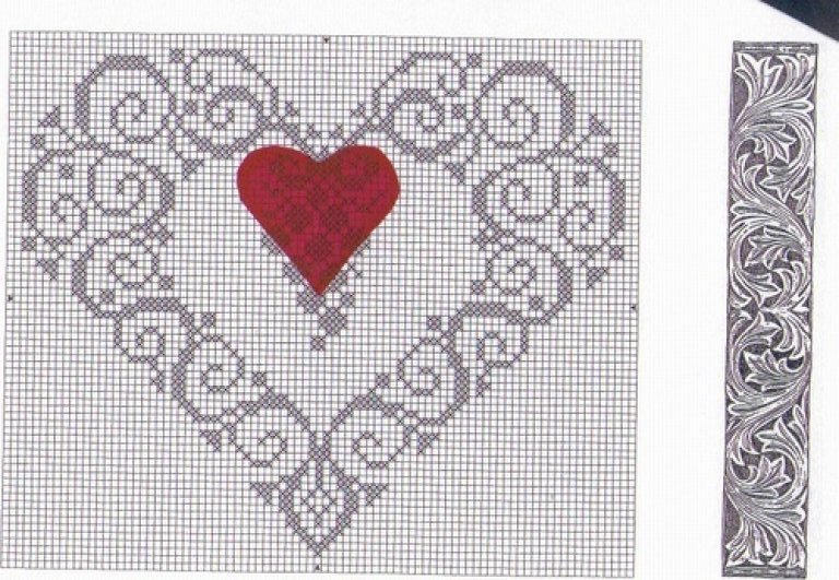 Schema punto croce Cuori ghirlanda 1
