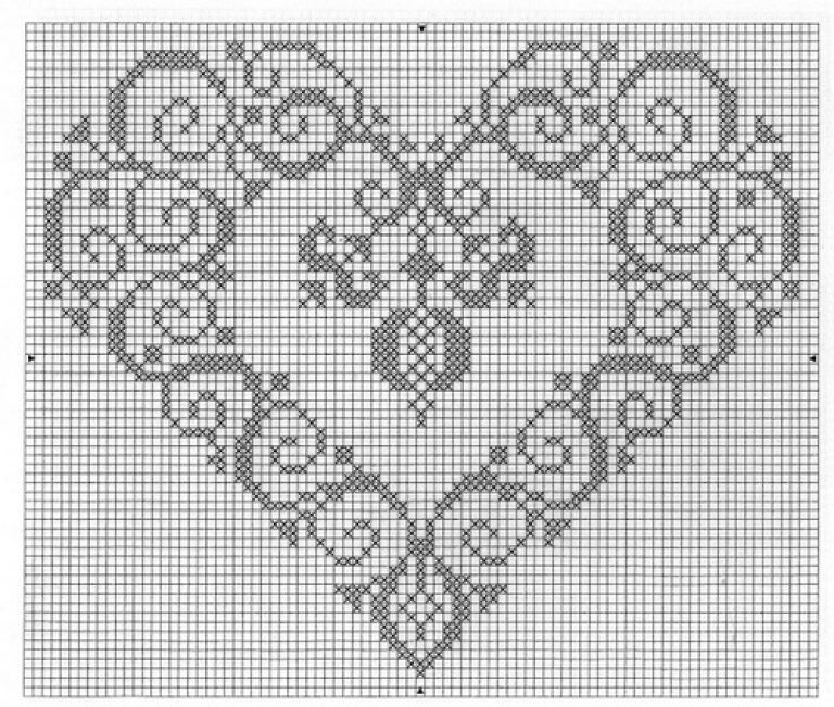 Schema punto croce Cuori ghirlanda 2
