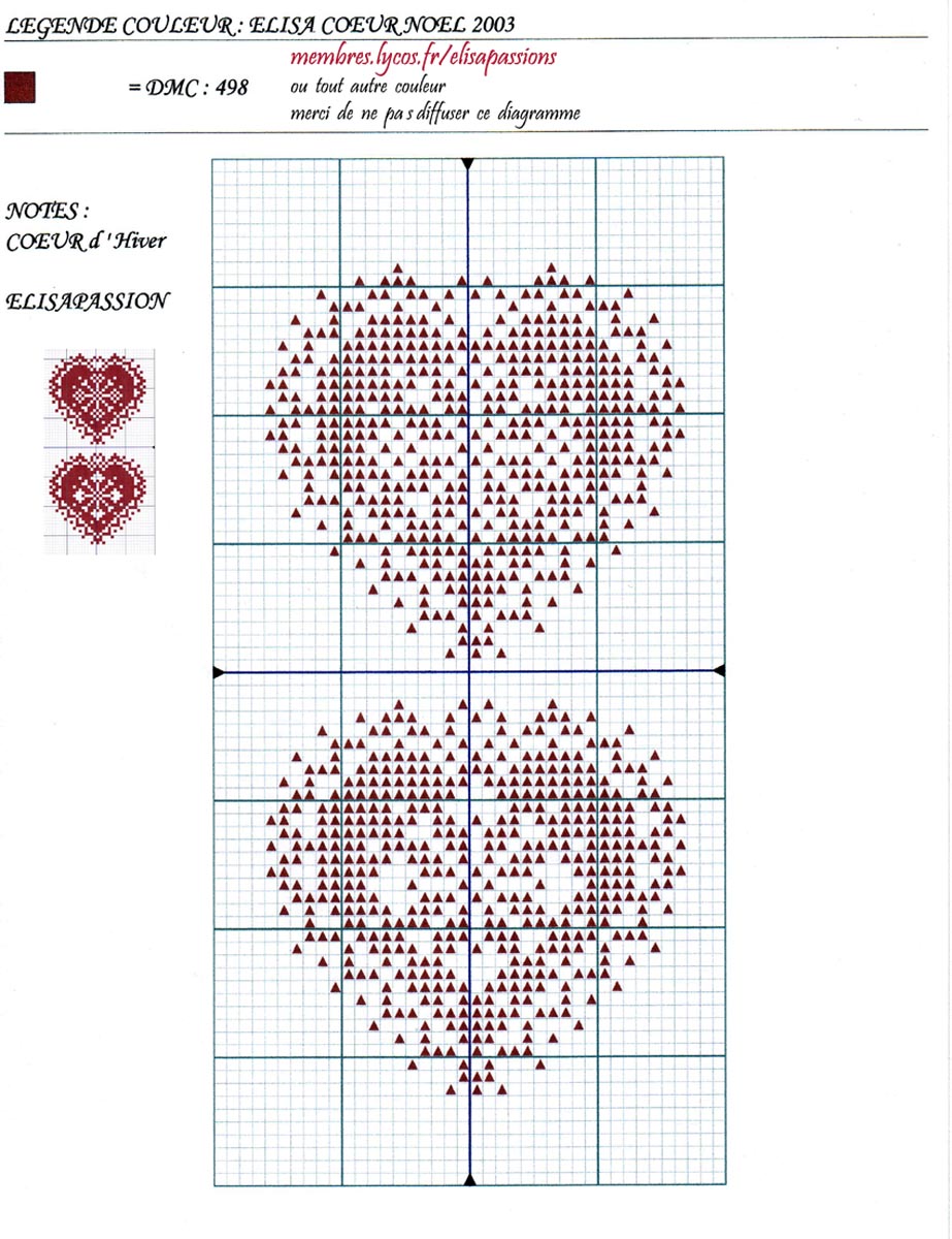 Schema punto croce Cuori nordici