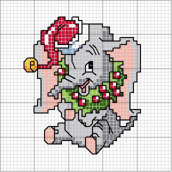 Schema punto croce Dumbo natalizio