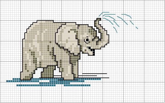 Schema punto croce Elefante