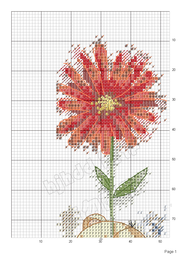 Schema punto croce Fiore rosso